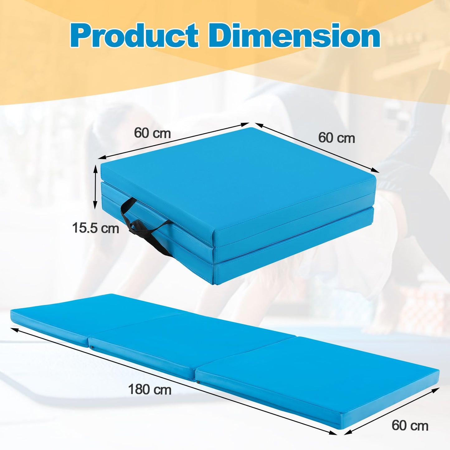 Tri-Fold Folding Exercise Mat with PU Leather Cover
