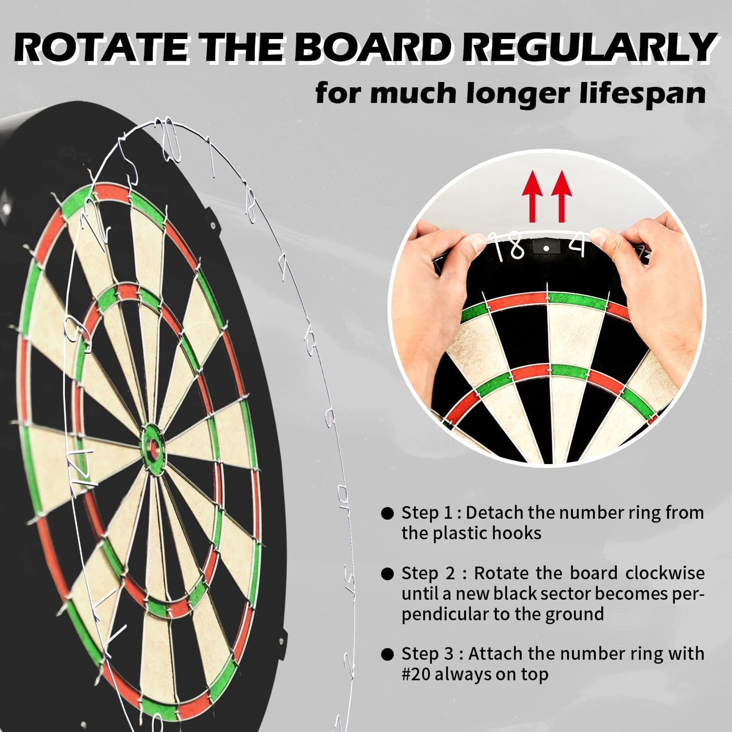 Dartscheibe Mit Klammerfreiem Bullseye, 18 G Stahlspitze, Dartscheiben-Montagesets Enthalten
