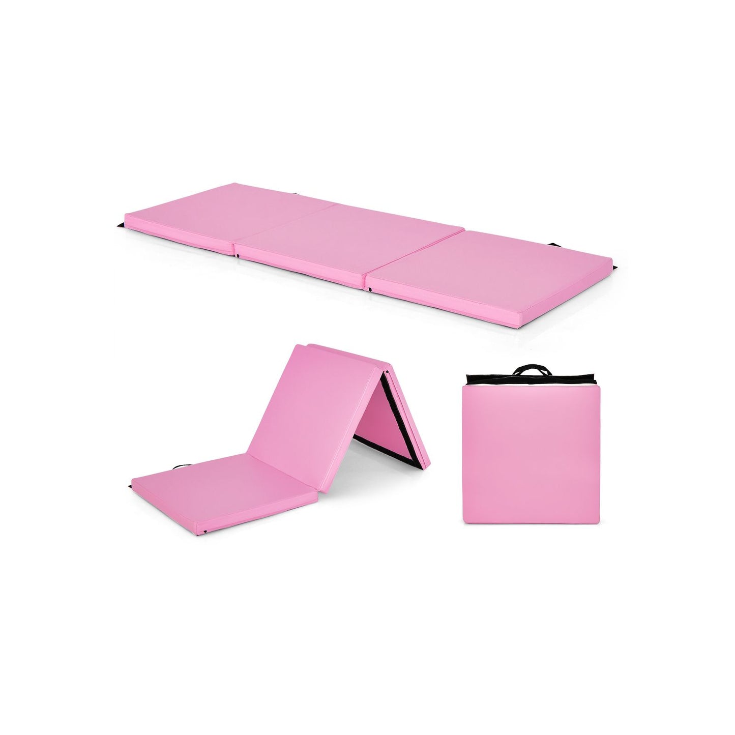 Tri-Fold Folding Exercise Mat with PU Leather Cover