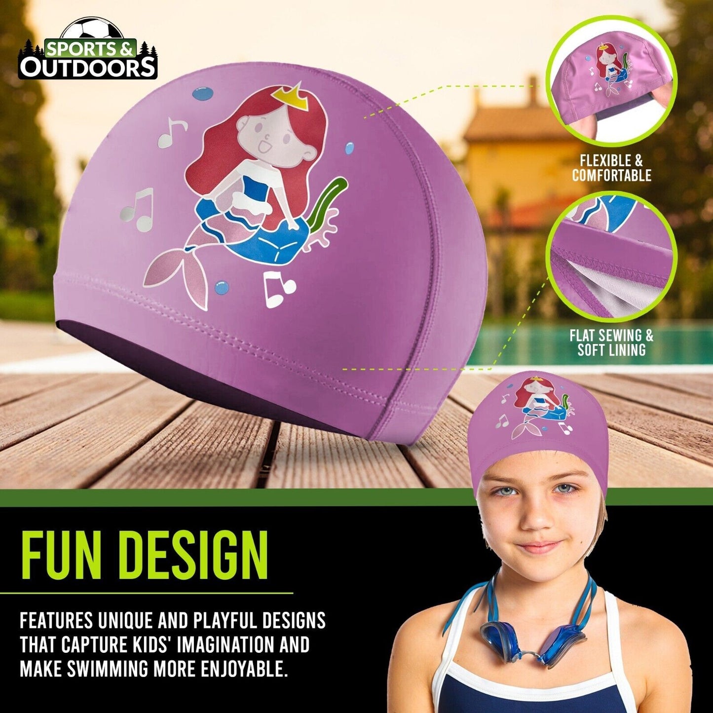 Kids Swimming Cap | Girls Boys Unisex Swim Pool Hat Waterproof Silicone Durable