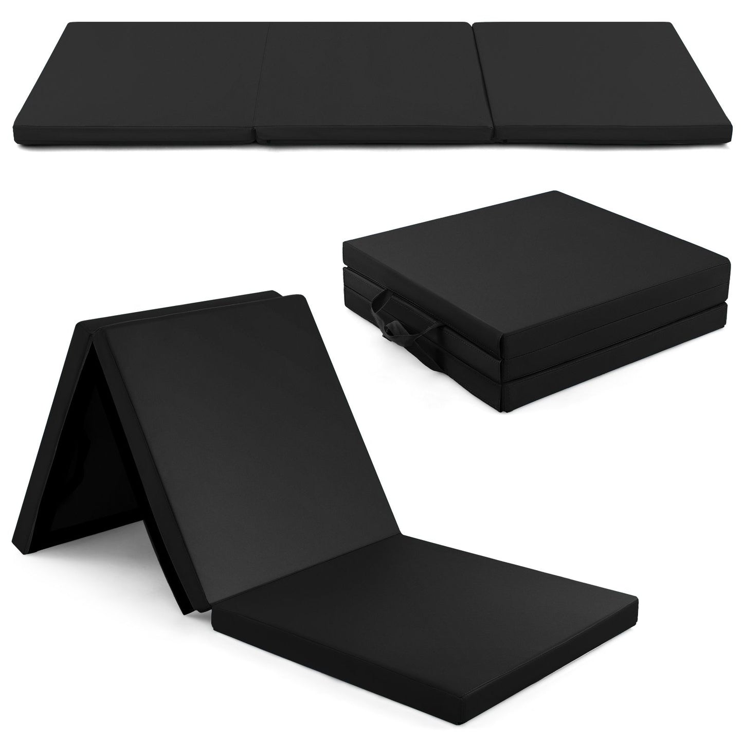 Tri-Fold Folding Exercise Mat with PU Leather Cover