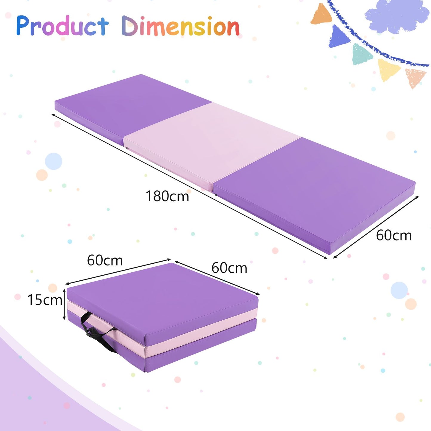 Tri-Fold Folding Exercise Mat with PU Leather Cover