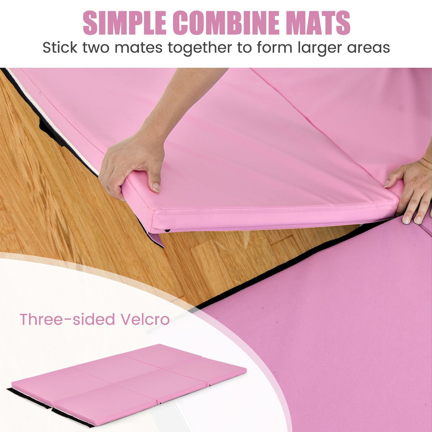 Tri-Fold Folding Exercise Mat with PU Leather Cover