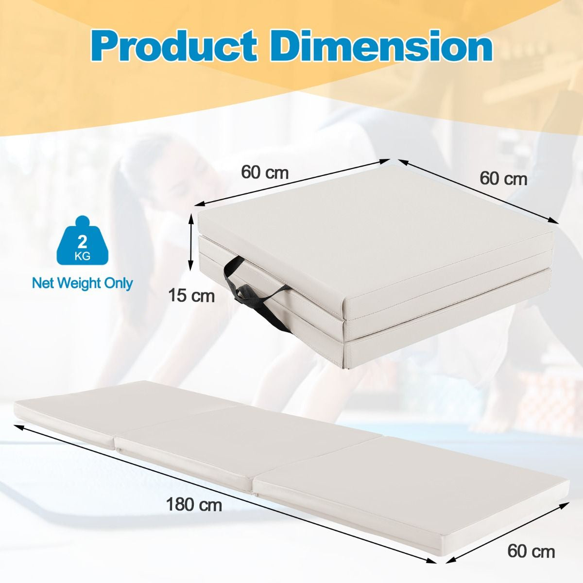 Tri-Fold Folding Exercise Mat with PU Leather Cover