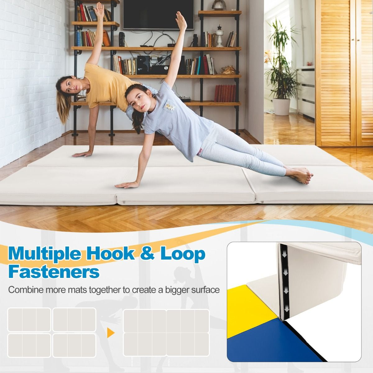 Tri-Fold Folding Exercise Mat with PU Leather Cover