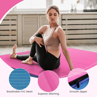 Folding Gymnastic Mat with PU Leather Cover and Carrying Handles