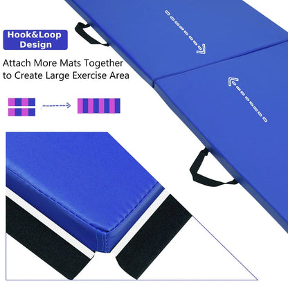 Folding Gymnastics Mat with Carrying Handles and Loop Fastener