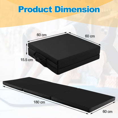 Tri-Fold Folding Exercise Mat with PU Leather Cover