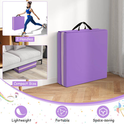 Tri-Fold Folding Exercise Mat with PU Leather Cover