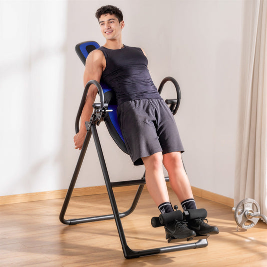 Foldable Gravity Inversion Table, Fitness Bench W/ Soft Ankle Cushions for Home
