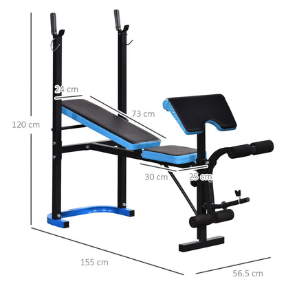 Adjustable Weight Bench with Leg Developer Barbell Rack for Home Gym Fitness