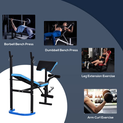 Adjustable Weight Bench with Leg Developer Barbell Rack for Home Gym Fitness